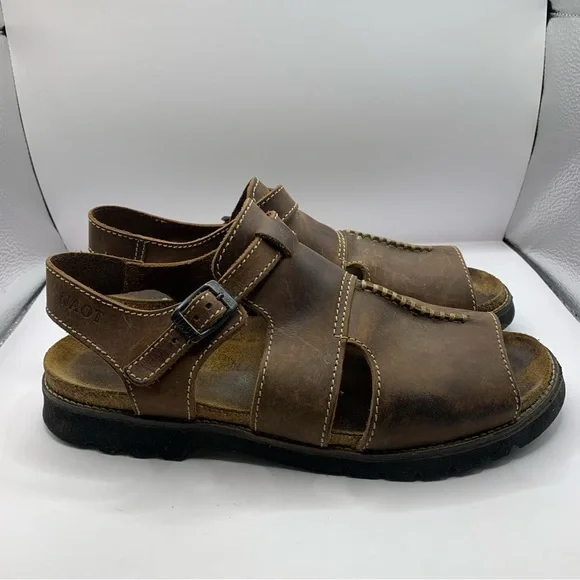 NAOT vintage fishermen open toe grandma core size 9-9.5 brown leather slingback - Picture 1 of 8